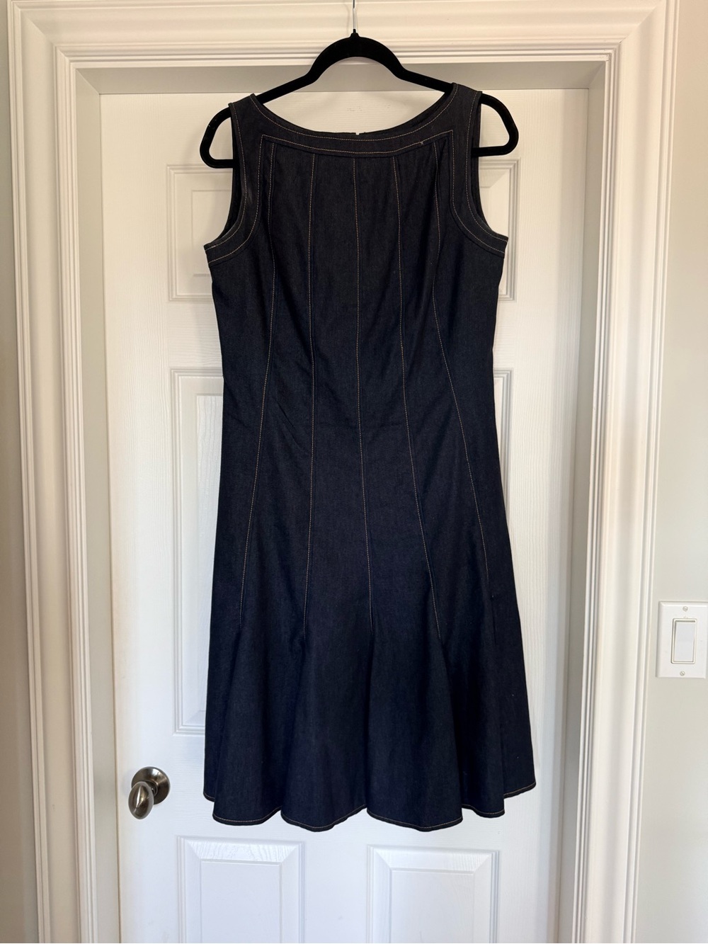 Sandra Darren Dark Denim Sleeveless Midi Dress